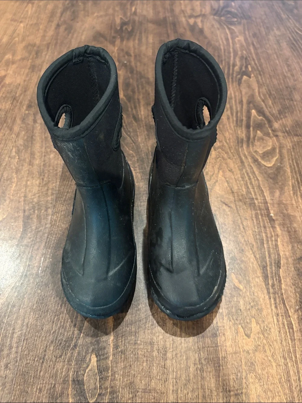 Kids Black Waterproof Pull-On Rain Boots